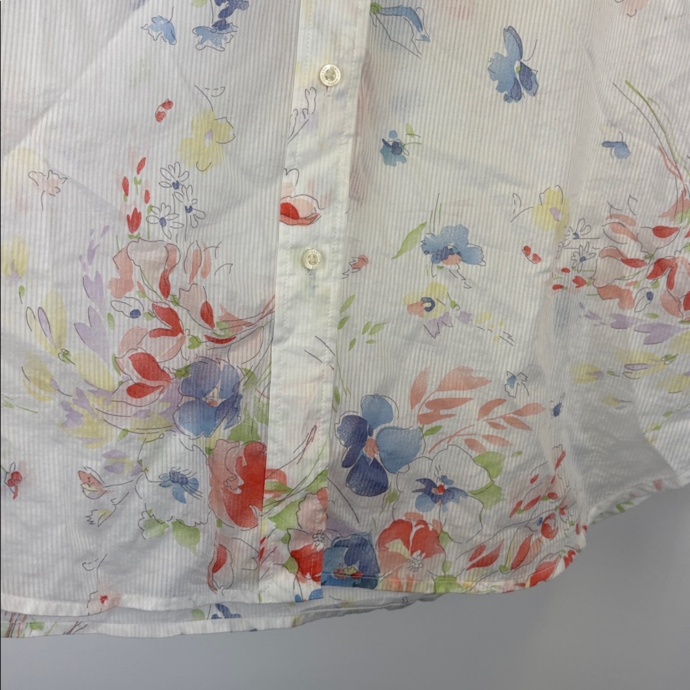 Lauren Ralph Lauren Floral Button-Up Long Sleeve Shirt Size Petite Large - Picture 6 of 10